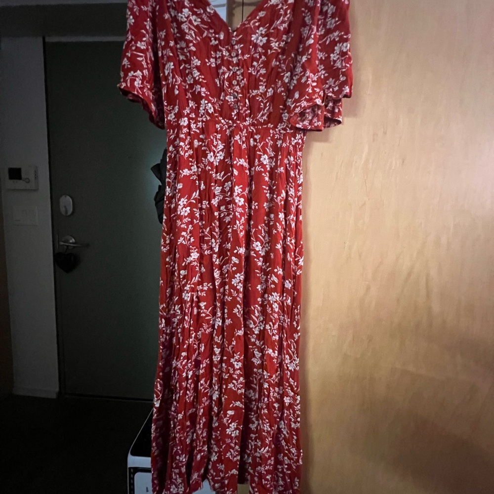 Floral Red Dress